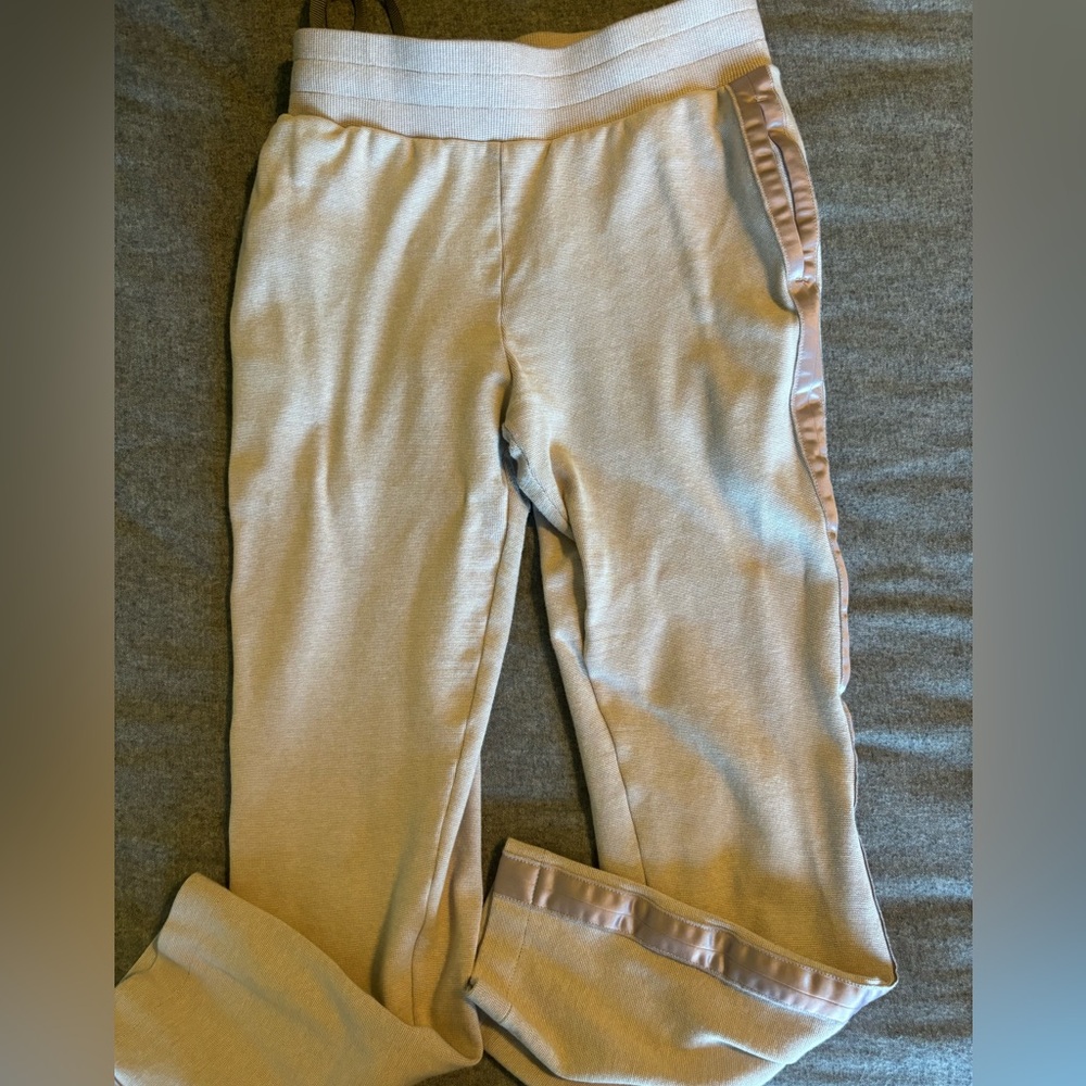 Varley Dusty Pink Satin Tuxedo Stripe Knit Joggers‎ Size Small